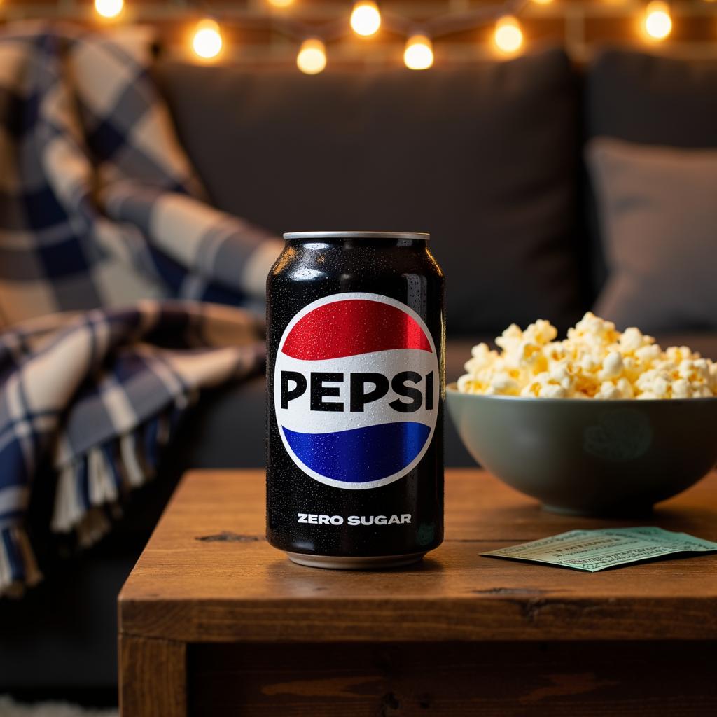 Pepsi with popcorn
